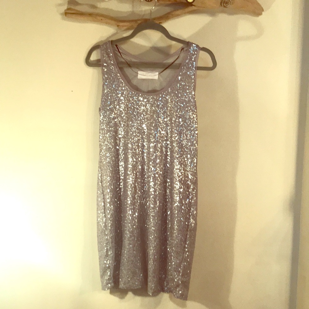Silver Sequin Mini Dress